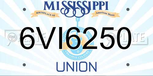 6VI6250 Mississippi License Plate