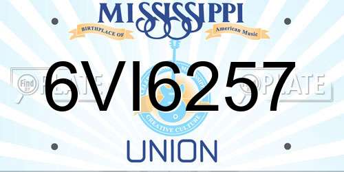 6VI6257 Mississippi License Plate