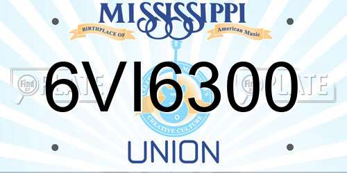 6VI6300 Mississippi License Plate