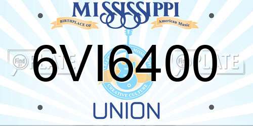 6VI6400 Mississippi License Plate