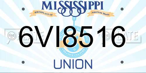 6VI8516 Mississippi License Plate