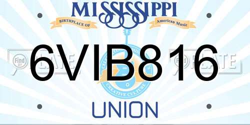 6VIB816 Mississippi License Plate
