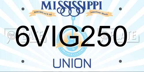 6VIG250 Mississippi License Plate