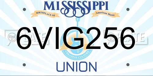 6VIG256 Mississippi License Plate