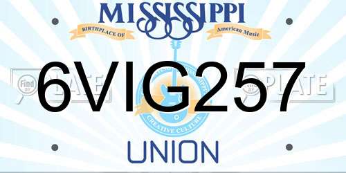 6VIG257 Mississippi License Plate