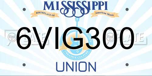 6VIG300 Mississippi License Plate