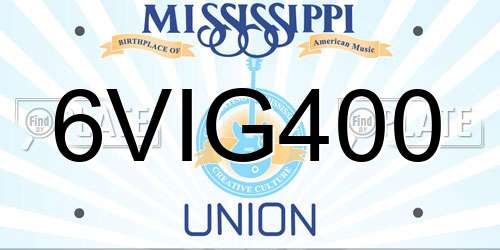6VIG400 Mississippi License Plate