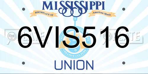 6VIS516 Mississippi License Plate