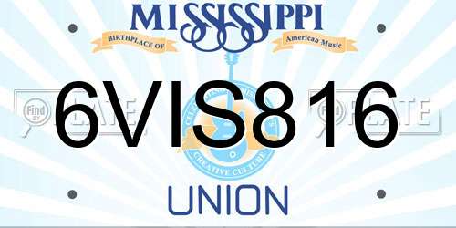 6VIS816 Mississippi License Plate
