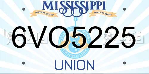 6VO5225 Mississippi License Plate