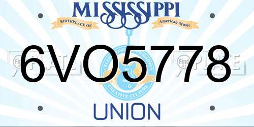 6VO5778 Mississippi License Plate