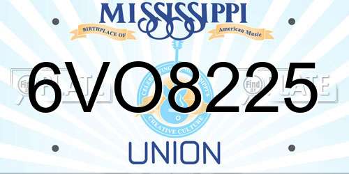 6VO8225 Mississippi License Plate