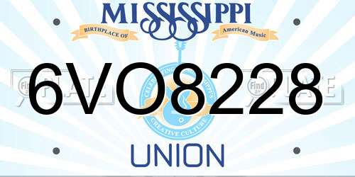 6VO8228 Mississippi License Plate