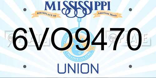 6VO9470 Mississippi License Plate