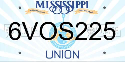 6VOS225 Mississippi License Plate