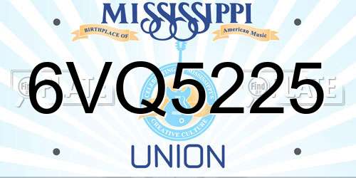 6VQ5225 Mississippi License Plate