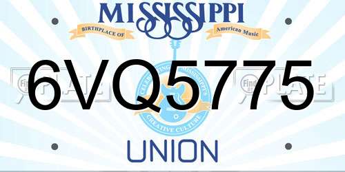 6VQ5775 Mississippi License Plate