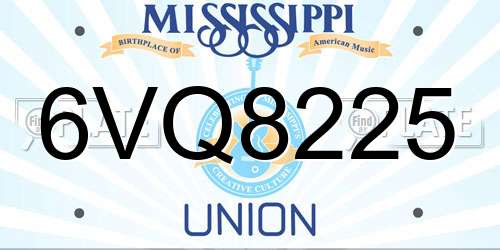 6VQ8225 Mississippi License Plate
