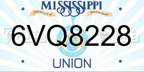 6VQ8228 Mississippi License Plate