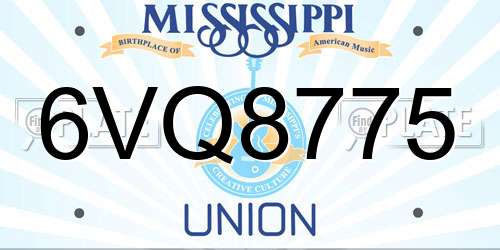 6VQ8775 Mississippi License Plate