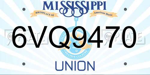 6VQ9470 Mississippi License Plate