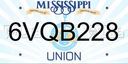 6VQB228 Mississippi License Plate