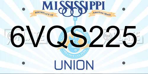 6VQS225 Mississippi License Plate