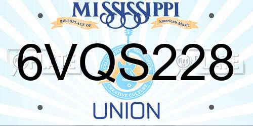 6VQS228 Mississippi License Plate