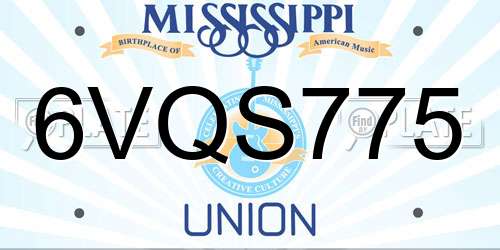 6VQS775 Mississippi License Plate