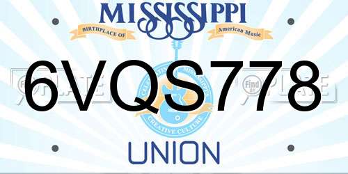 6VQS778 Mississippi License Plate