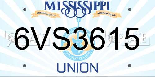 6VS3615 Mississippi License Plate