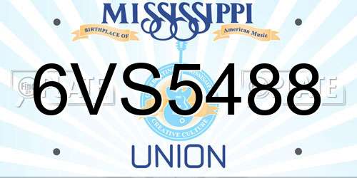 6VS5488 Mississippi License Plate