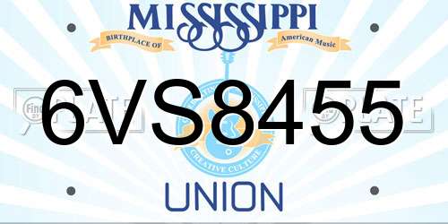 6VS8455 Mississippi License Plate