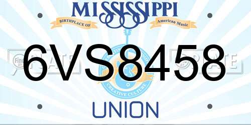 6VS8458 Mississippi License Plate