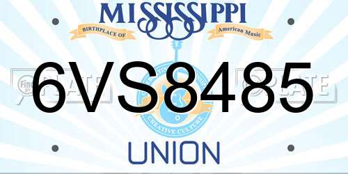 6VS8485 Mississippi License Plate