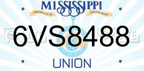 6VS8488 Mississippi License Plate