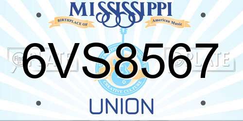 6VS8567 Mississippi License Plate