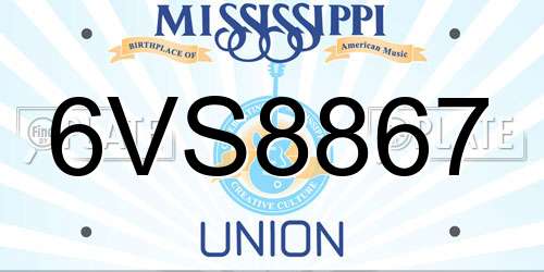 6VS8867 Mississippi License Plate