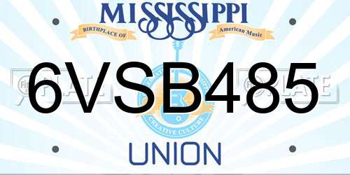6VSB485 Mississippi License Plate