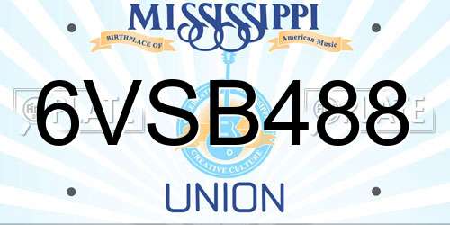 6VSB488 Mississippi License Plate