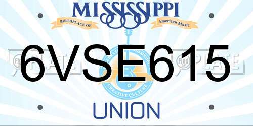 6VSE615 Mississippi License Plate