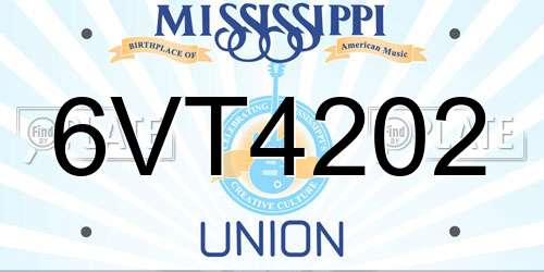 6VT4202 Mississippi License Plate