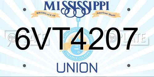 6VT4207 Mississippi License Plate