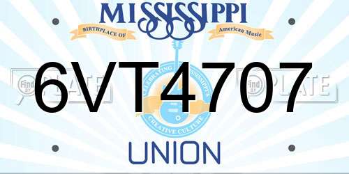 6VT4707 Mississippi License Plate