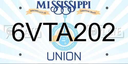 6VTA202 Mississippi License Plate