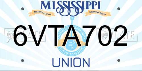 6VTA702 Mississippi License Plate