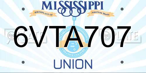6VTA707 Mississippi License Plate
