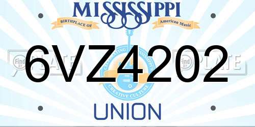 6VZ4202 Mississippi License Plate