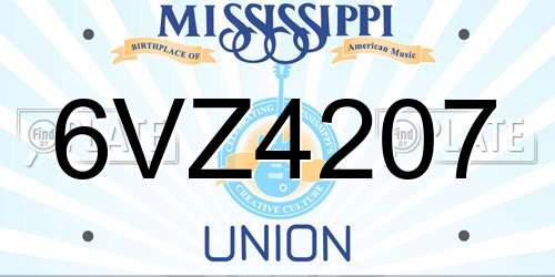6VZ4207 Mississippi License Plate