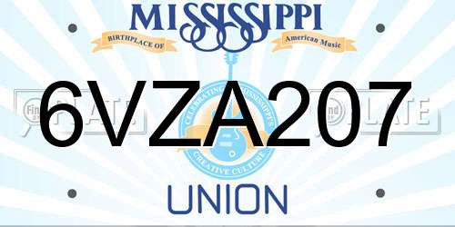 6VZA207 Mississippi License Plate